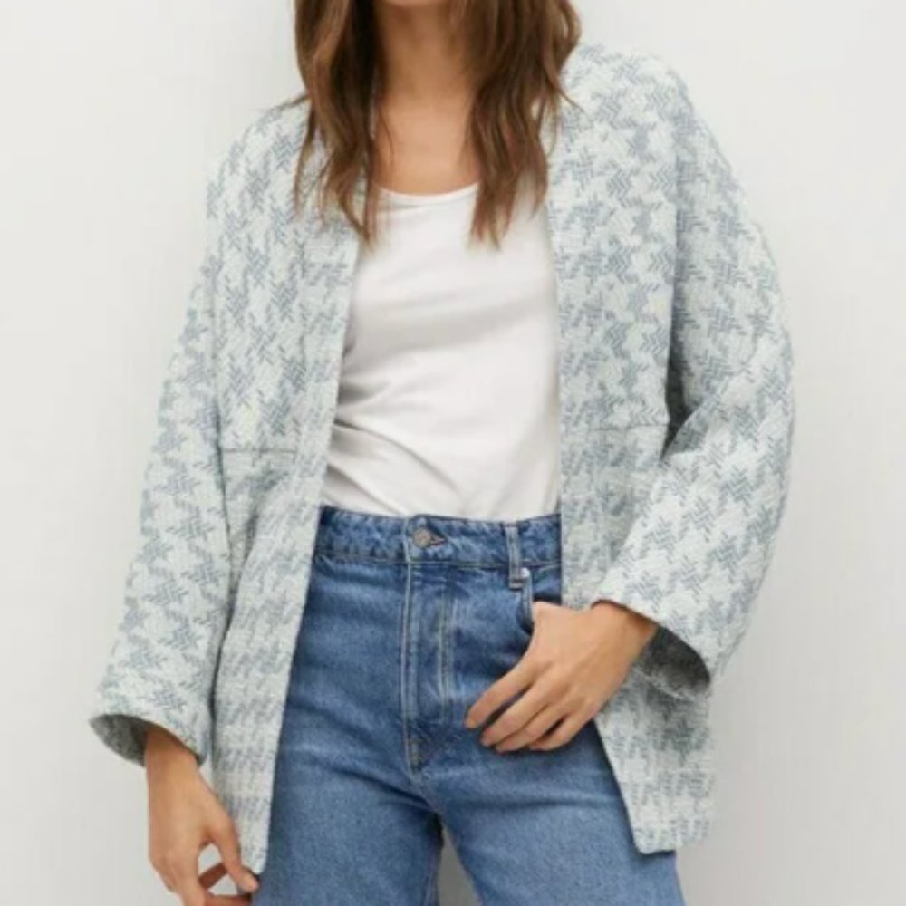 MNG Mango Houndstooth Kimono Style Summer Jacket